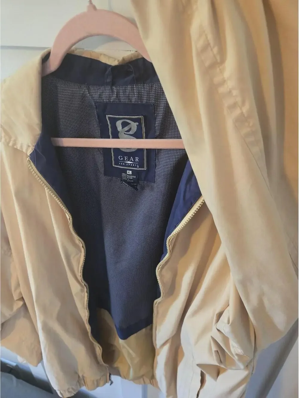 Vintage Gear For Sports Men's XL Windbreaker Jacket Khaki Navy - Picture 6 of 6